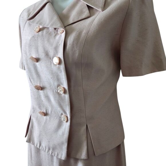 Vintage Lois Snyder Dani Max Blush Pink Two-Piece Jacket Skirt Set. Plus Size 16 - Picture 3 of 9